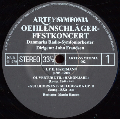 Danmarks Radios Symfoniorkester, John Frandsen, Martin Hansen (9) : Oehlenschläger Festkoncert (LP)