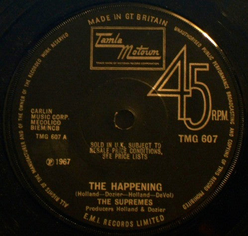 The Supremes : The Happening (7", Single, Sol)