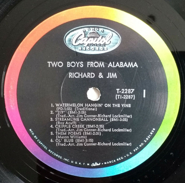 Richard Lockmiller And Jim Connor (2) : Two Boys From Alabama (LP, Album, Mono)