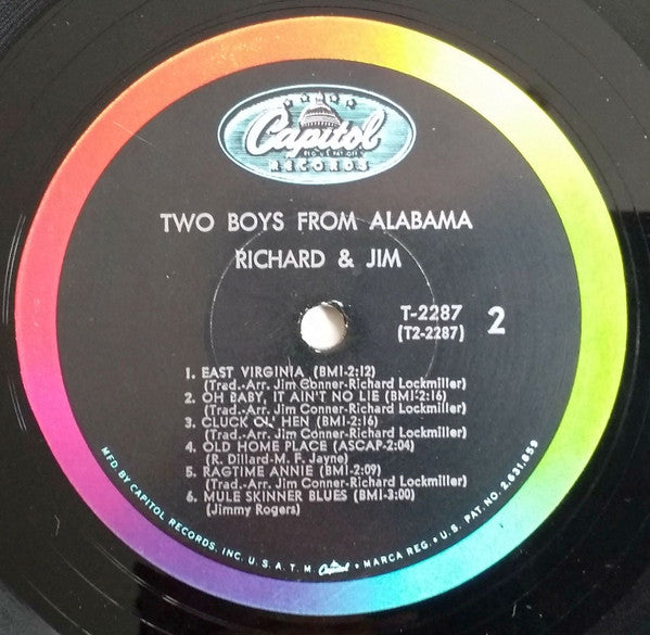 Richard Lockmiller And Jim Connor (2) : Two Boys From Alabama (LP, Album, Mono)