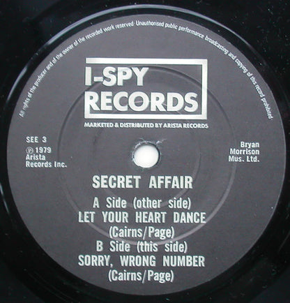 Secret Affair : Let Your Heart Dance (7", Single)