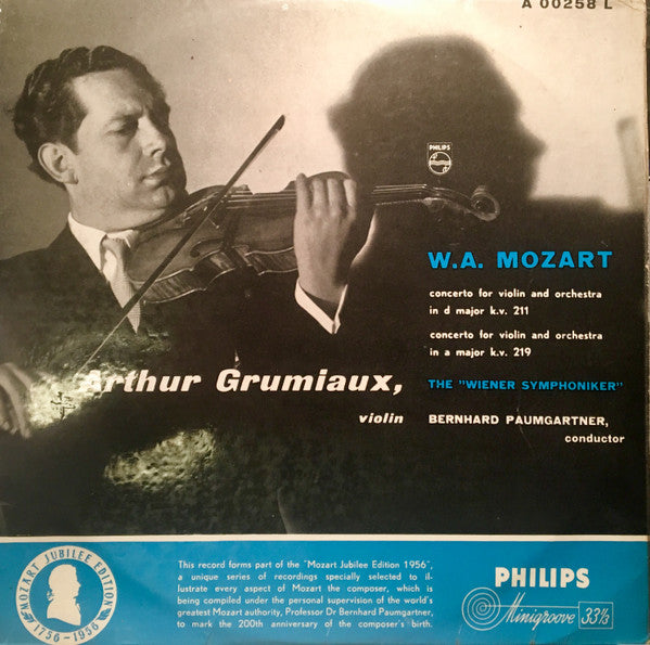 Wolfgang Amadeus Mozart, Arthur Grumiaux, Bernhard Paumgartner, Wiener Symphoniker : Concertos For Violin & Orchestra N°2, K. 211 & N°5, K. 219 (LP, Mono)