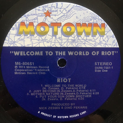 Riot : Welcome To The World Of Riot (LP, Album)