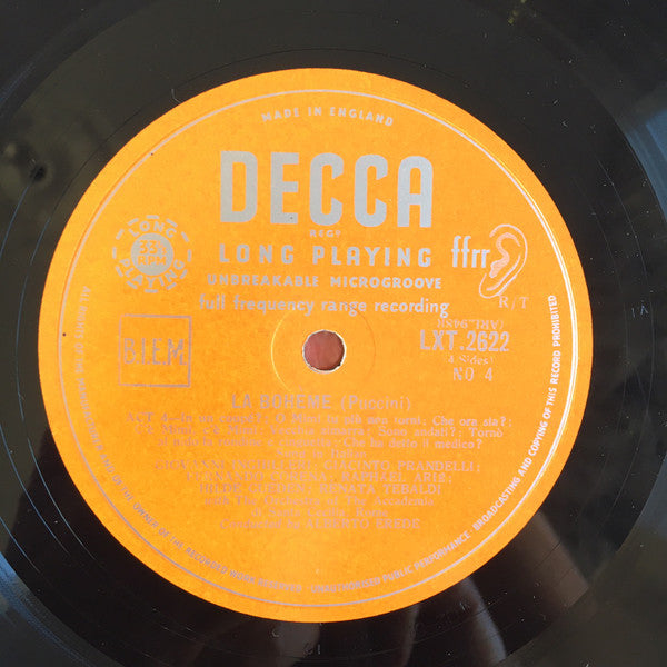 Giacomo Puccini - Renata Tebaldi, Giacinto Prandelli : La Bohème (2xLP, Album, Mono)