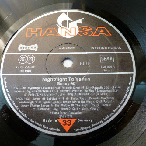 Boney M. : Nightflight To Venus (LP, Album, Club, Fou)