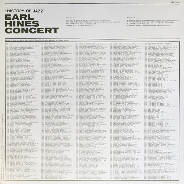 Earl Hines : Earl Hines Concert (LP, Album)