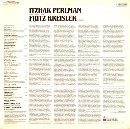 Itzhak Perlman, Fritz Kreisler, Samuel Sanders (2) : Itzhak Perlman Spielt Fritz Kreisler - Folge 3 (LP)