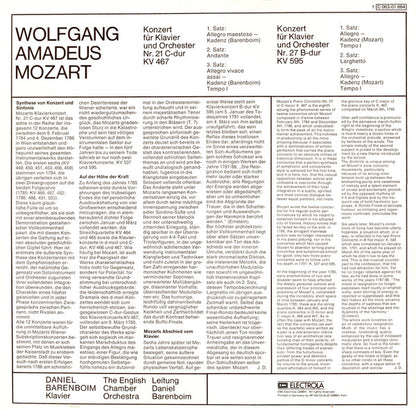 Wolfgang Amadeus Mozart, Daniel Barenboim, English Chamber Orchestra : Klavierkonzerte Nr. 21 C-dur KV467 und Nr. 27 B-dur KV 595 (LP)