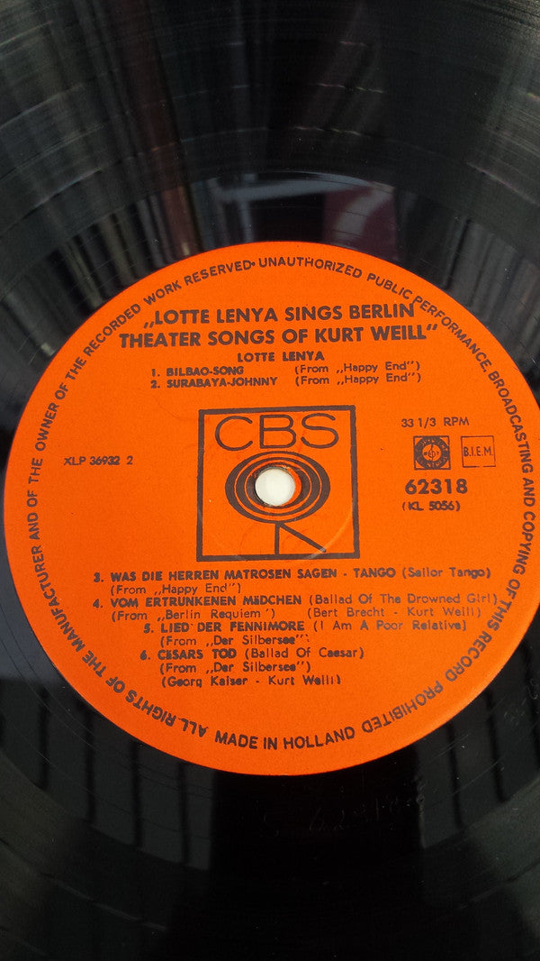 Lotte Lenya : Lotte Lenya Singt Kurt Weill Mit Texten Von Bert Brecht Und Georg Kaiser (LP, RE, Ora)