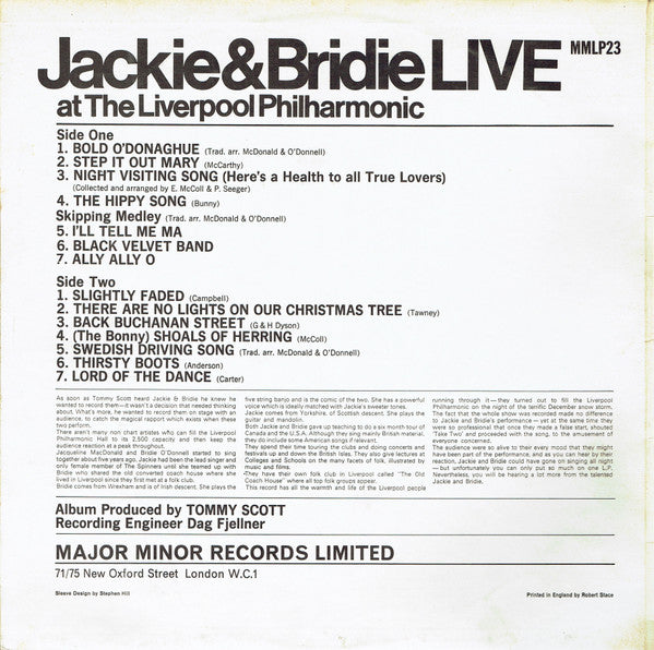 Jacqui And Bridie : Live At The Liverpool Philharmonic (LP, Album)