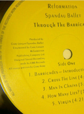 Spandau Ballet : Through The Barricades (LP, Album, Pos)