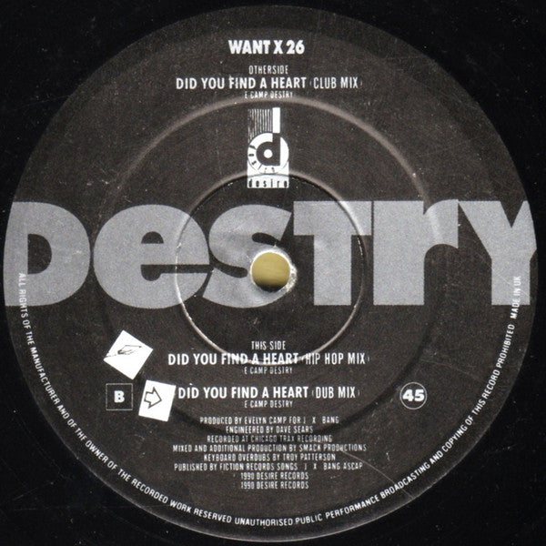 Destry : Did You Find A Heart (12")