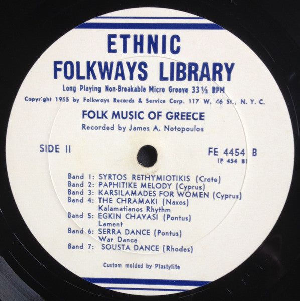 Various : Folk Music Of Greece / Crete / Epirus / Macedonia / Cyprus / Peloponnesus / Naxos / Rhodes / Pontus (LP, Comp, RE, Yel)