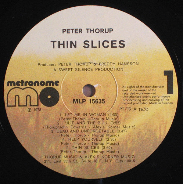 Peter Thorup : Thin Slices (LP, Album)