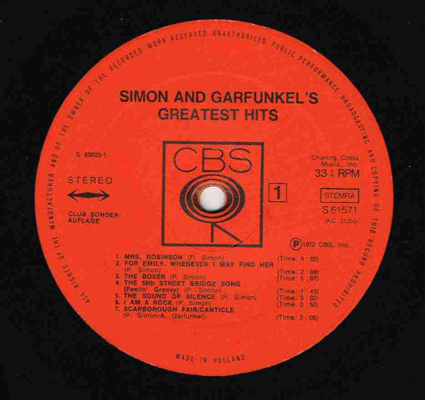 Simon & Garfunkel : Greatest Hits (LP, Comp, Club)