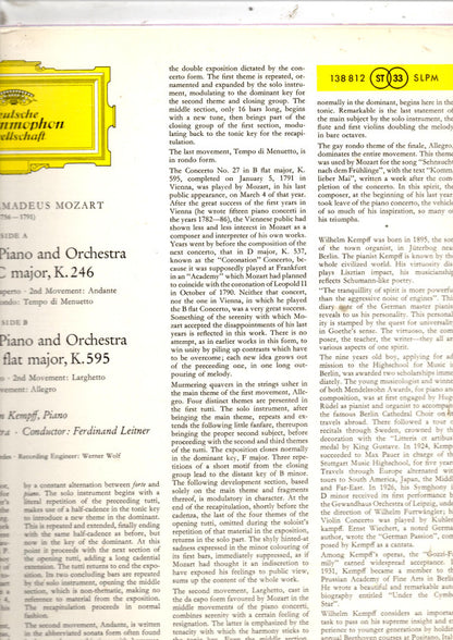 Wolfgang Amadeus Mozart – Wilhelm Kempff, Berliner Philharmoniker, Ferdinand Leitner : Klavierkonzerte C Dur KV 246 • B-Dur KV 595 (LP, Album, Yel)