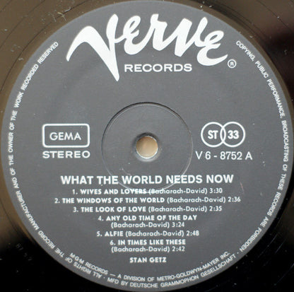 Stan Getz : What The World Needs Now (Stan Getz Plays Bacharach And David) (LP, Album)