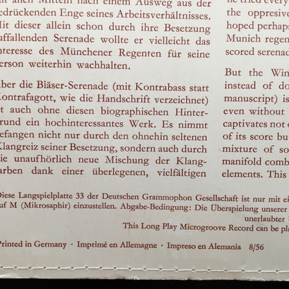 Wolfgang Amadeus Mozart, Fritz Lehmann, Mitglieder Der Berliner Philharmoniker : Serenade Nr.10 B-dur KV 361 Für 12 Bläser Und Kontrabass (Bläserserenade) (LP, Album, Mono, Sti)