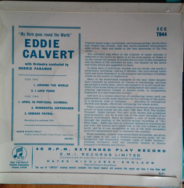 Eddie Calvert : My Horn Goes Round The World (7", EP, Mono)