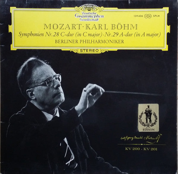 Wolfgang Amadeus Mozart, Karl Böhm, Berliner Philharmoniker : Symphonien Nr. 28 C-dur Und Nr. 29 A-dur (LP, RE)