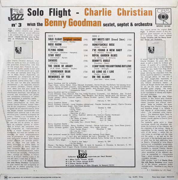 Charlie Christian With Benny Goodman Sextet, Benny Goodman Septet And Benny Goodman And His Orchestra : Solo Flight (LP)