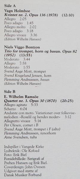 Københavns Messingblæserkvintet, Vagn Holmboe, Niels Viggo Bentzon, Wilhelm Ramsöe : Holmboe, Bentzon, Ramsöe (LP)