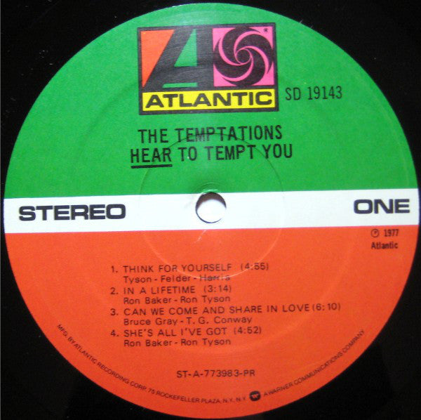 The Temptations : Hear To Tempt You (LP, Album, Pre)