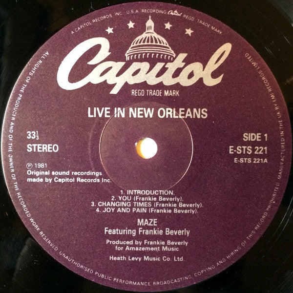 Maze Featuring Frankie Beverly : Live In New Orleans (2xLP, Album)