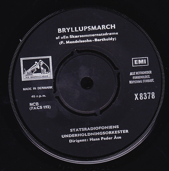 Statsradiofoniens Underholdningsorkester : Brudevals (7", Single, RE)