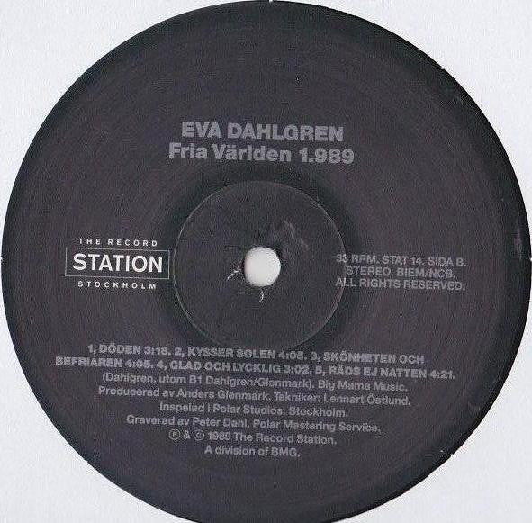 Eva Dahlgren : Fria Världen 1.989 (LP, Album)