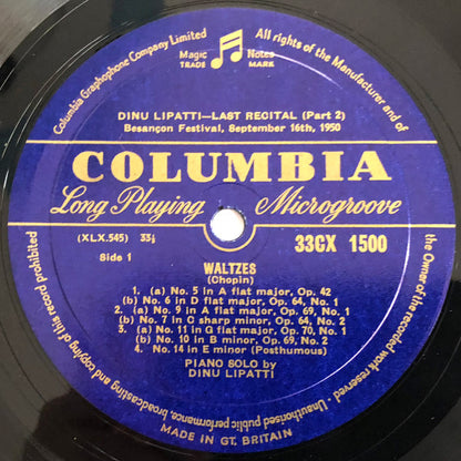 Dinu Lipatti : His Last Recital Besancon Festival Record Two (Containing Sides 3 And 4) (LP, Mono)