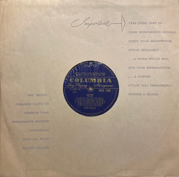 Dinu Lipatti : His Last Recital Besancon Festival Record Two (Containing Sides 3 And 4) (LP, Mono)