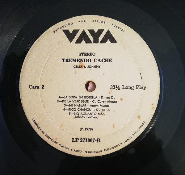 Celia Cruz & Johnny Pacheco : Tremendo Caché (LP, Album, RE)