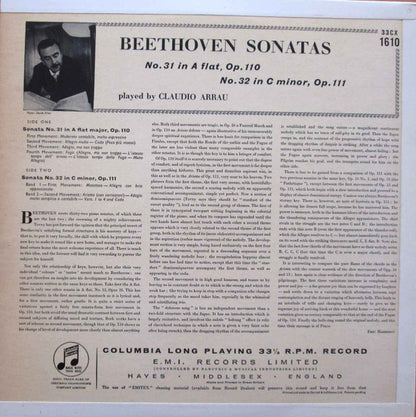 Ludwig van Beethoven, Claudio Arrau : Sonatas No.31 In A Flat Op. 110, No.32 In C Minor Op. 111 (LP, Mono)