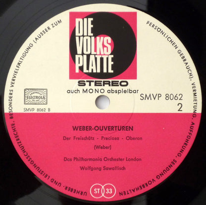 Carl Maria von Weber – Philharmonia Orchestra, Wolfgang Sawallisch : Ouvertüren (LP, RE)