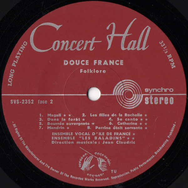 Ensemble Vocal D'Ile De France, Les Baladins (8) : Douce France - Die Schönsten Volkslieder Aus Frankreich (LP)