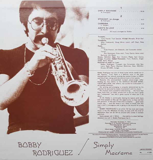 Bobby Rodriguez (3) : Simply Macrame (LP, Ltd, Num, RE, RM)