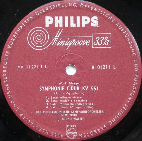 Wolfgang Amadeus Mozart, Philharmonic-Symphony Orchestra Of New York, Columbia Symphony Orchestra, Bruno Walter : Symphonie C-Dur KV 551 (Jupiter-Symphonie) / Symphonie C-Dur KV 425 (Linzer Symphonie) (LP, Comp, Mono)