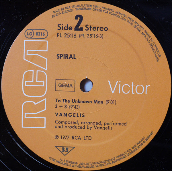 Vangelis : Spiral (LP, Album)