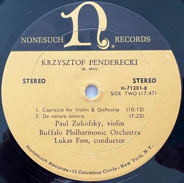 Iannis Xenakis / Krzysztof Penderecki : Akrata, Pithoprakta / Capriccio For Violin & Orchestra, De Natura Sonoris (LP, Album, Gat)