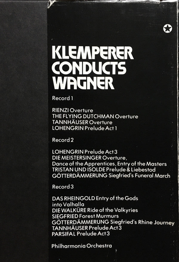 Otto Klemperer Conducts Richard Wagner - Philharmonia Orchestra : Klemperer Conducts Wagner (3xLP, RP, Lar + Box, Comp, RE)