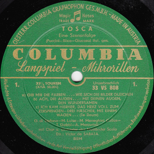 Giacomo Puccini / Maria Callas, Giuseppe di Stefano, Tito Gobbi : Szenenfolge Aus Tosca (10")