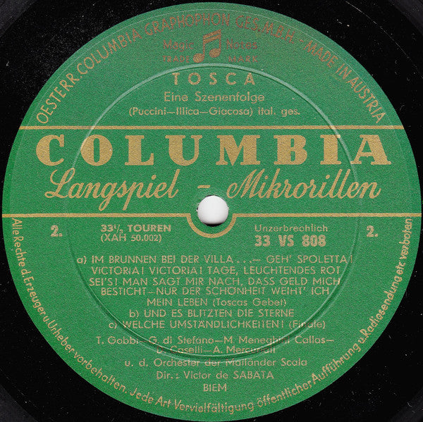 Giacomo Puccini / Maria Callas, Giuseppe di Stefano, Tito Gobbi : Szenenfolge Aus Tosca (10")