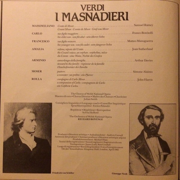 Giuseppe Verdi - Joan Sutherland, Franco Bonisolli, Samuel Ramey, Matteo Manuguerra, The Welsh National Opera Orchestra & Welsh National Opera Chorus, Richard Bonynge : I Masnadieri (3xLP, Album + Box)