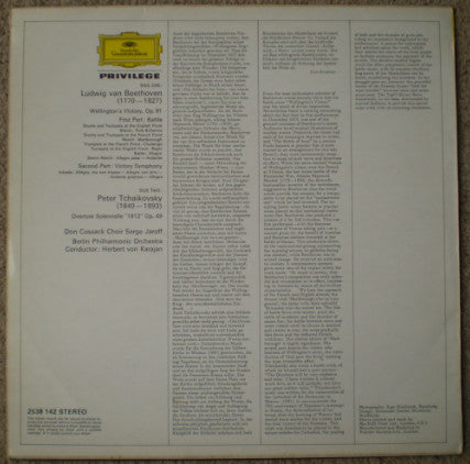 Ludwig van Beethoven / Pyotr Ilyich Tchaikovsky - Herbert von Karajan, Berliner Philharmoniker, Don Kosaken Chor Serge Jaroff : Wellington's Victory / 1812 Overture (LP)