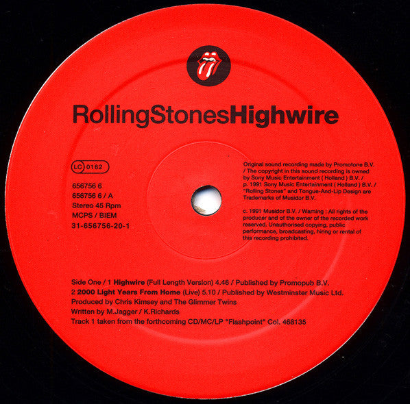 The Rolling Stones : Highwire (12", Maxi, Gat)