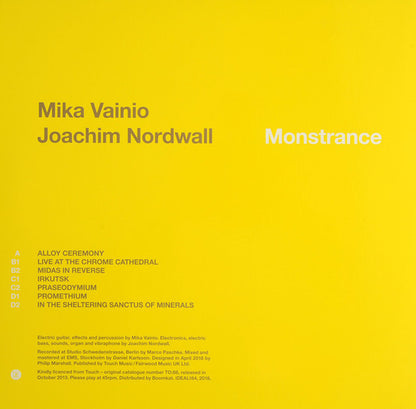 Mika Vainio, Joachim Nordwall : Monstrance (2x12", Album, RE, Gol)