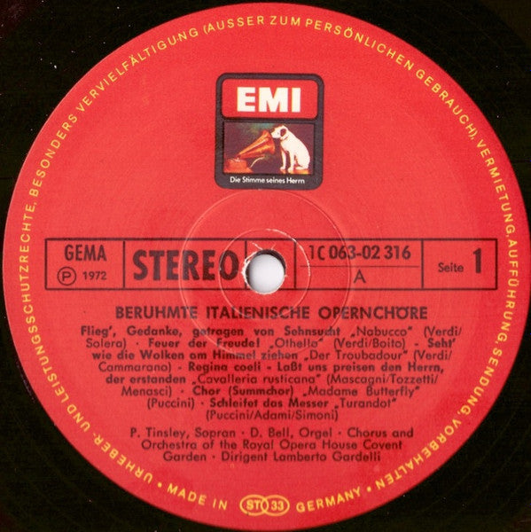 Chorus Of The Royal Opera House, Covent Garden and Orchestra Of The Royal Opera House, Covent Garden, Lamberto Gardelli : Berühmte Italienische Opernchöre (LP, Album)