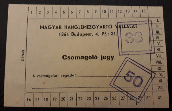 Various : Hungarian Folk Music I. = Magyar Népzene I. (Box + 4xLP)