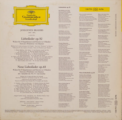 Johannes Brahms, Irmgard Seefried · Raili Kostia · Waldemar Kmentt · Eberhard Wächter · Erik Werba Und Günther Weissenborn : Liebeslieder (Walzer) (LP, Red)